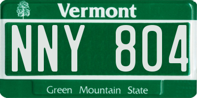 VT license plate NNY804
