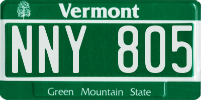 VT license plate NNY805
