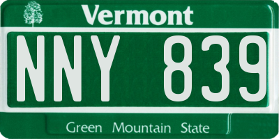 VT license plate NNY839
