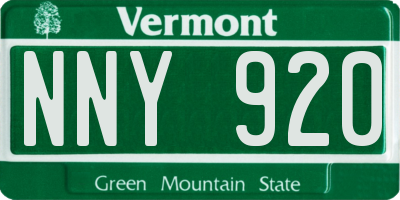 VT license plate NNY920