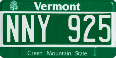 VT license plate NNY925