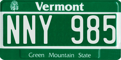 VT license plate NNY985