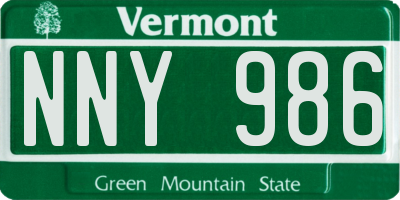 VT license plate NNY986