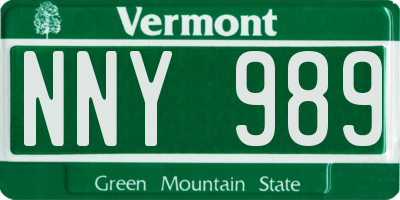 VT license plate NNY989