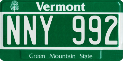 VT license plate NNY992
