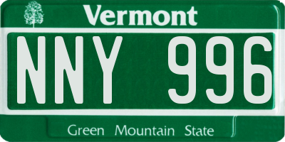 VT license plate NNY996