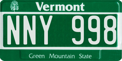 VT license plate NNY998