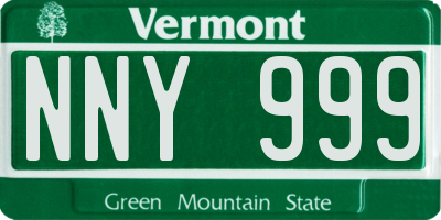 VT license plate NNY999