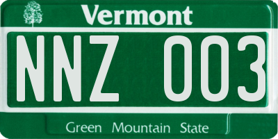VT license plate NNZ003