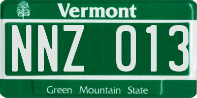 VT license plate NNZ013