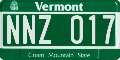 VT license plate NNZ017