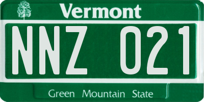 VT license plate NNZ021