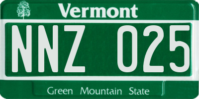 VT license plate NNZ025