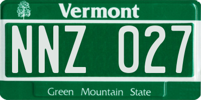 VT license plate NNZ027