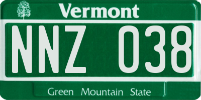 VT license plate NNZ038