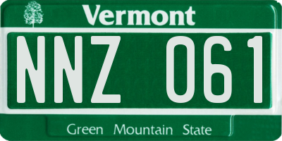 VT license plate NNZ061