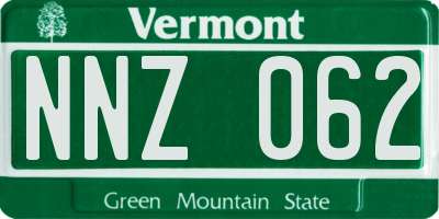 VT license plate NNZ062