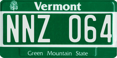VT license plate NNZ064
