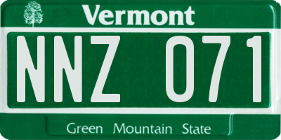 VT license plate NNZ071