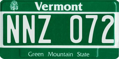 VT license plate NNZ072