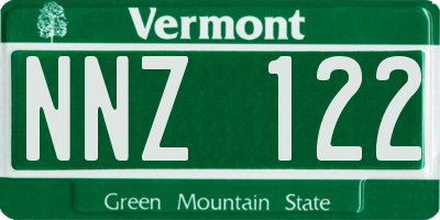 VT license plate NNZ122