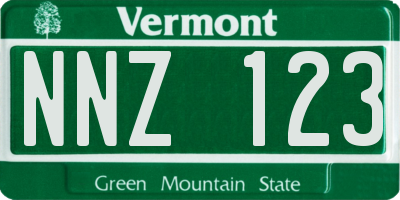 VT license plate NNZ123