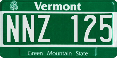 VT license plate NNZ125