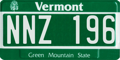 VT license plate NNZ196