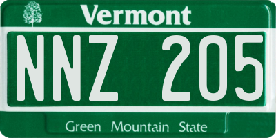 VT license plate NNZ205