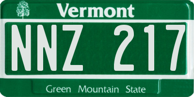 VT license plate NNZ217
