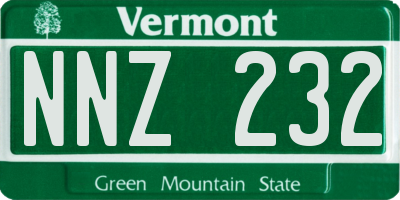 VT license plate NNZ232