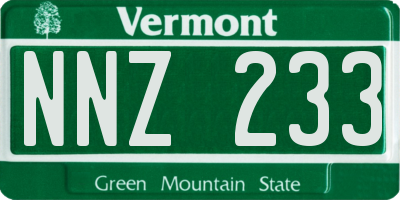 VT license plate NNZ233