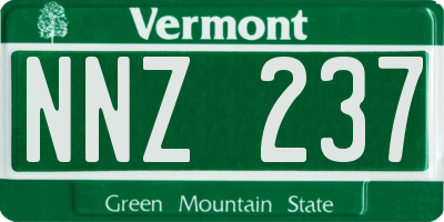 VT license plate NNZ237