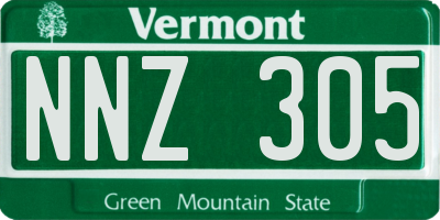 VT license plate NNZ305