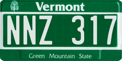 VT license plate NNZ317