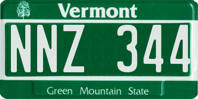 VT license plate NNZ344