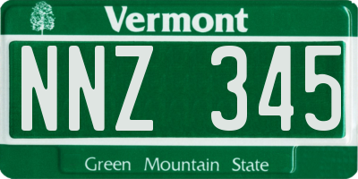 VT license plate NNZ345