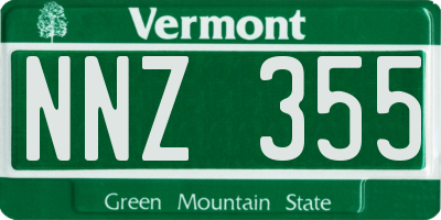 VT license plate NNZ355