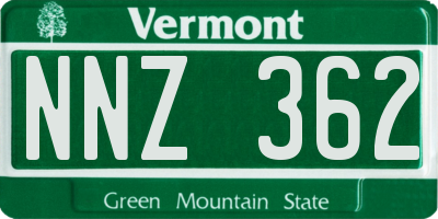 VT license plate NNZ362