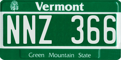 VT license plate NNZ366