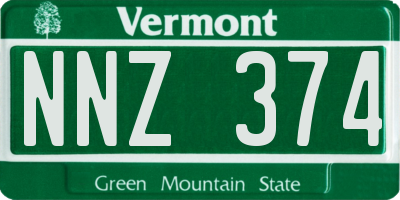 VT license plate NNZ374