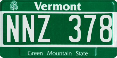 VT license plate NNZ378