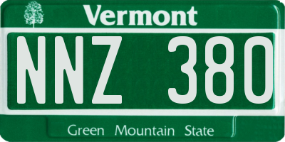 VT license plate NNZ380