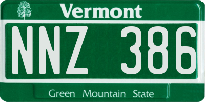 VT license plate NNZ386