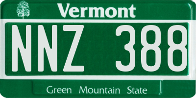 VT license plate NNZ388