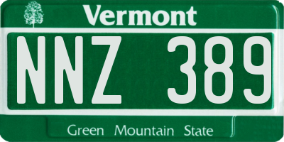 VT license plate NNZ389
