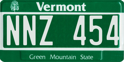 VT license plate NNZ454