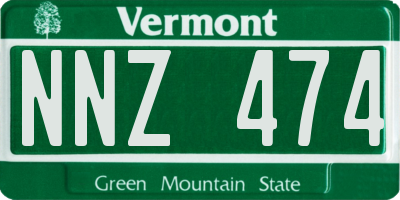VT license plate NNZ474