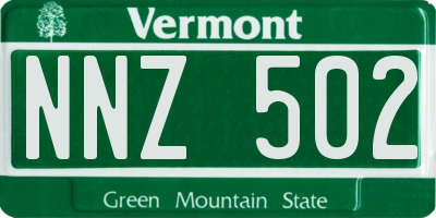 VT license plate NNZ502