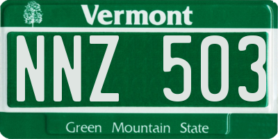 VT license plate NNZ503